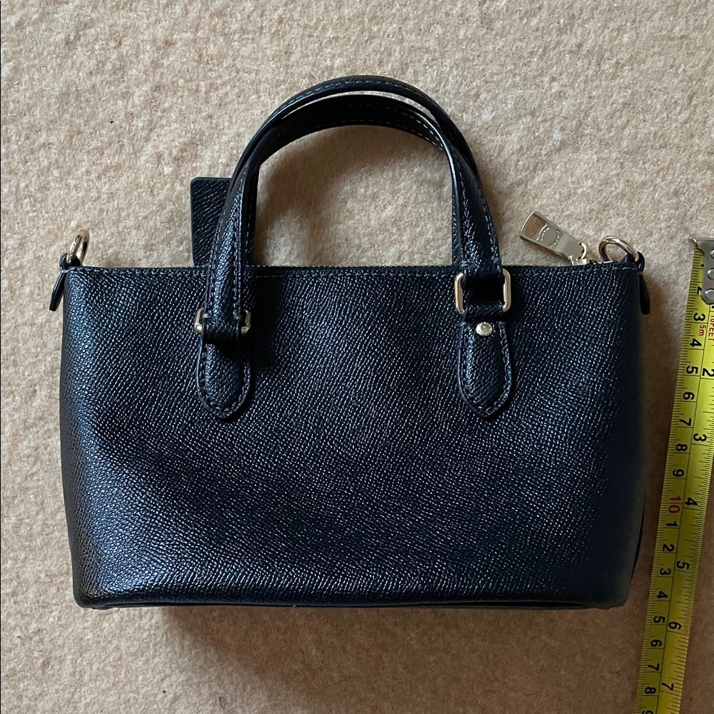 Coach Black Pebbled Genuine Leather Satchel Mini Handbag Tote 90s - Picture 5 of 9